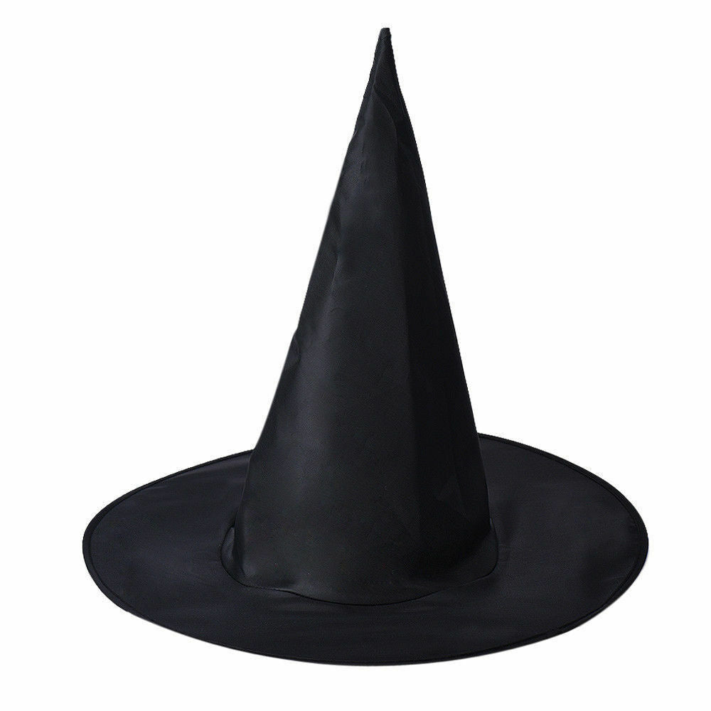 WITCH HAT Plain Black Halloween Costume Fancy Dress Womens Accessory Wizard - SuperSaverAU - view 1