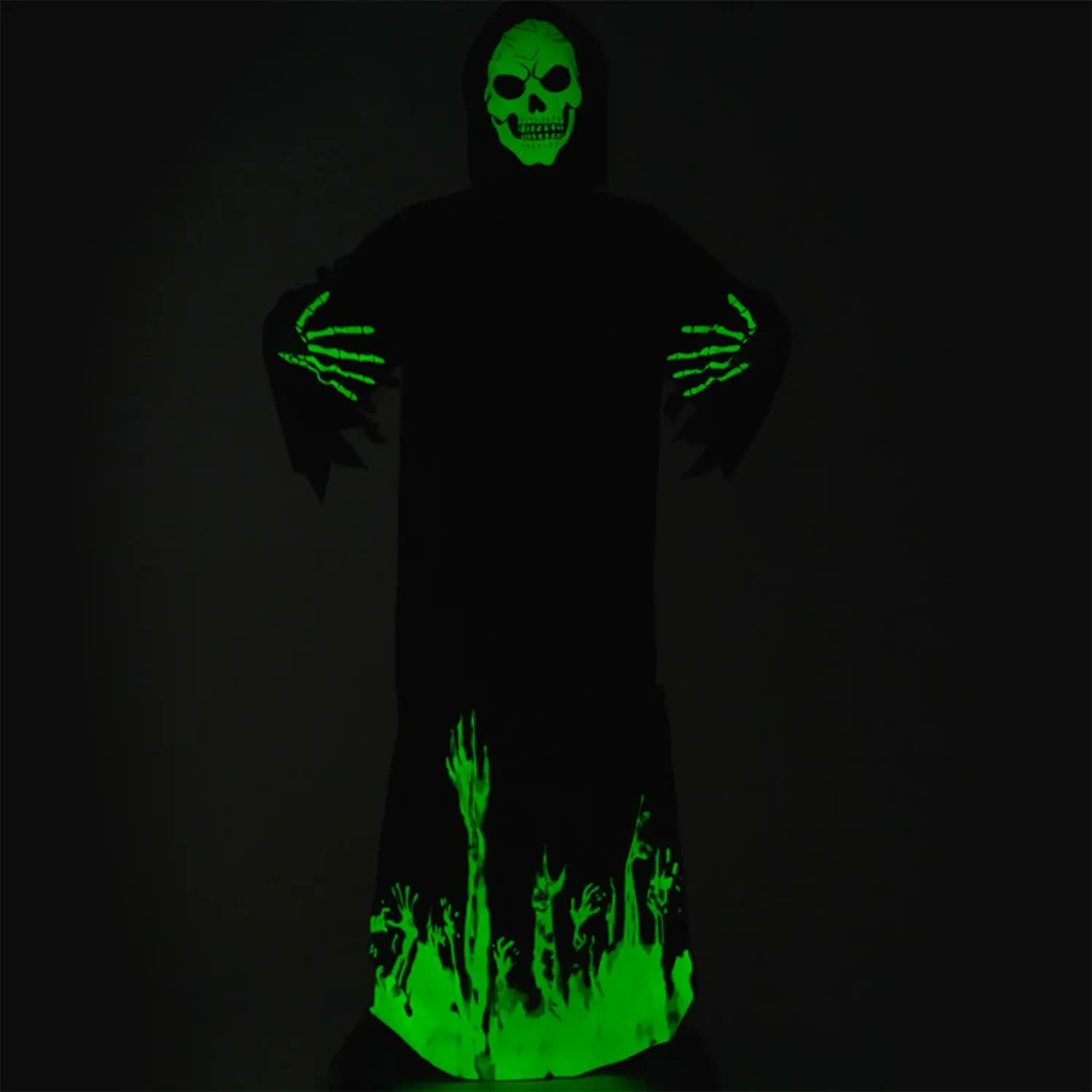 Scary Adult Glow in the Dark Party Costume Skeleton Reaper Halloween - SuperSaverAU - view 2