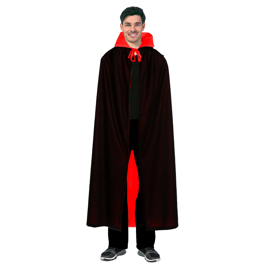 Adult Vampire Collared Cape Halloween Long Cloak Coat Party Costume in Red/Black - SuperSaverAU - view 2