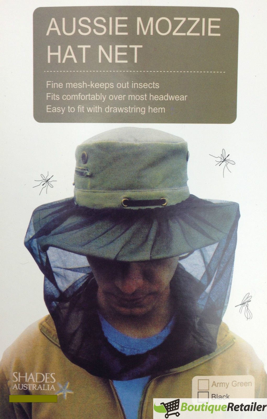 Premium Mosquito Hat Net Head Protector - Black