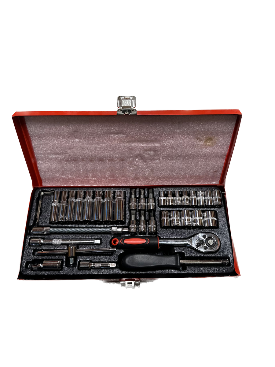 Premium 37 Piece Ratchet Socket Wrench Set with Steel Box
