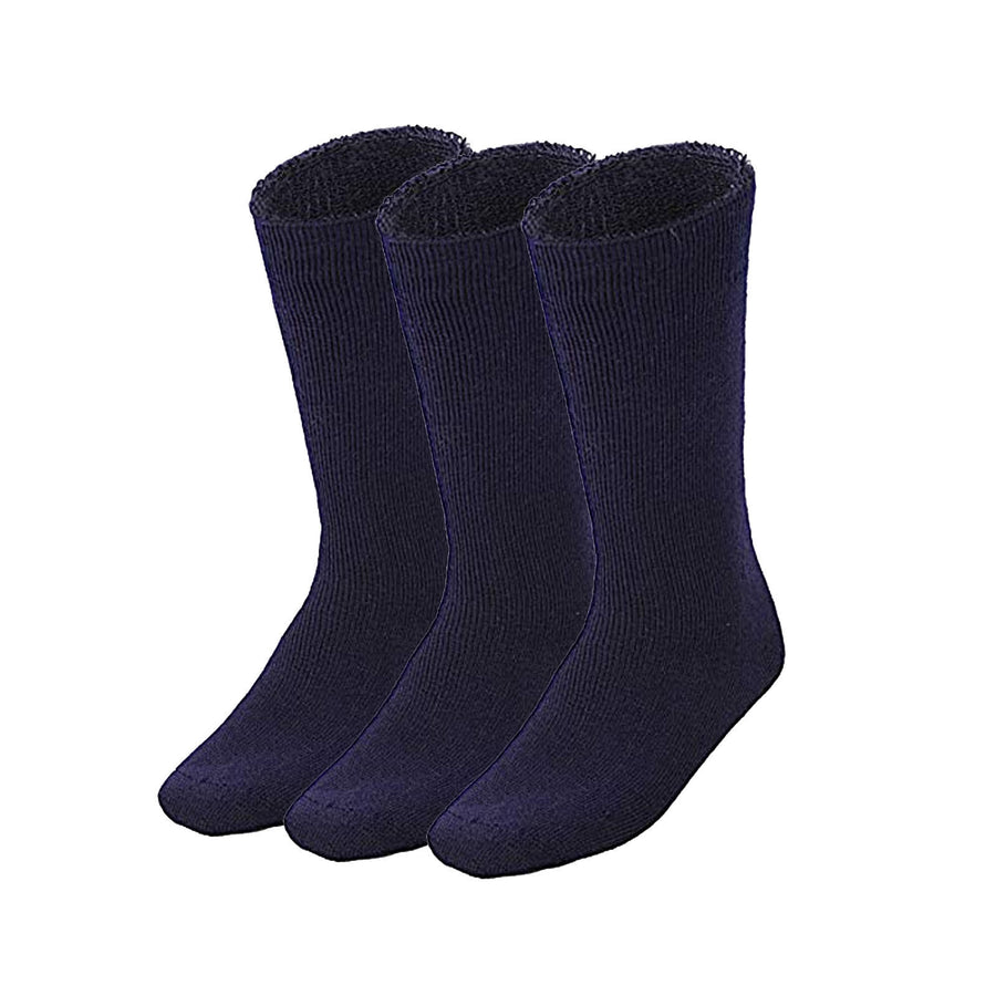 Premium 3 Pair Men's Navy Blue Bamboo Rich Heavy Duty Work Socks 11-14