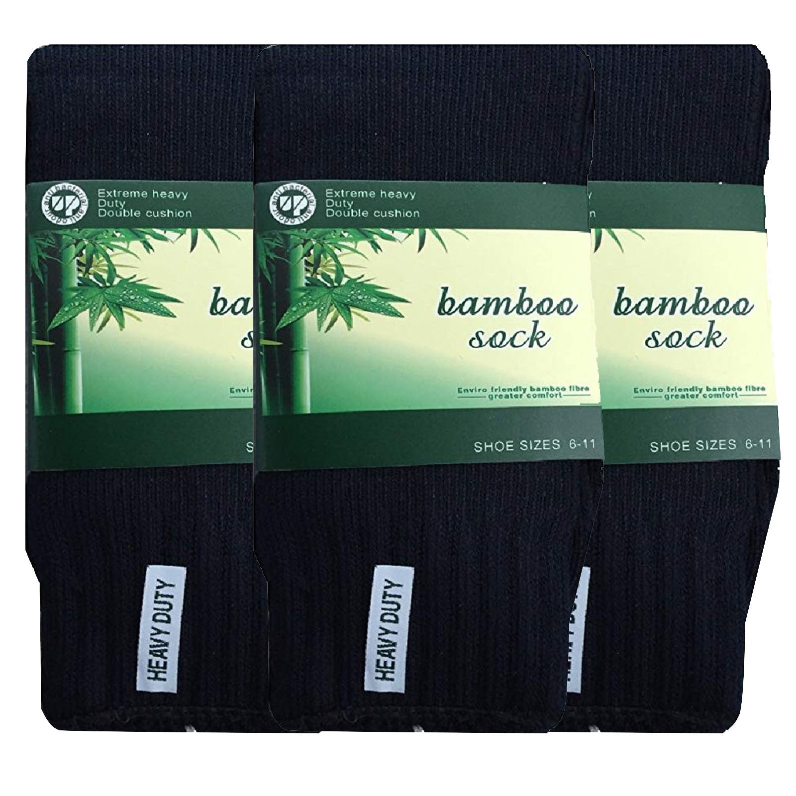 Premium 3 Pair Men's Navy Blue Bamboo Rich Heavy Duty Work Socks 11-14