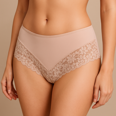 Premium 3 Pack Beige Women's Lace Boyleg Full Briefs AU 12