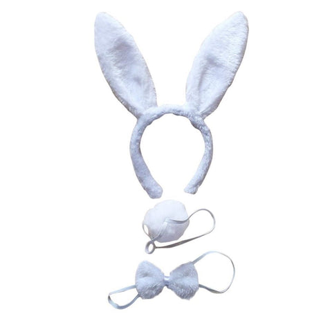 3pcs Set Animal Costume Dress Up Party Bow Tie Tail Ears Book Week - White Rabbit - SuperSaverAU - view 1