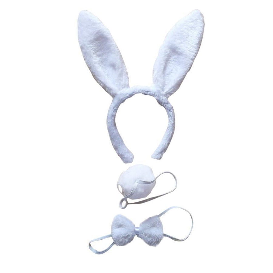 3pcs Set Animal Costume Dress Up Party Bow Tie Tail Ears Book Week - White Rabbit - SuperSaverAU - view 1