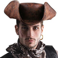 Premium Durashape Brown Pirate Tricorn Hat - Faux Leather
