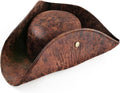 Premium Durashape Brown Pirate Tricorn Hat - Faux Leather
