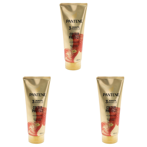 Pantene 3 Minute Miracle Colour Protect Conditioner 400ml 3 Pack with Oxiblock