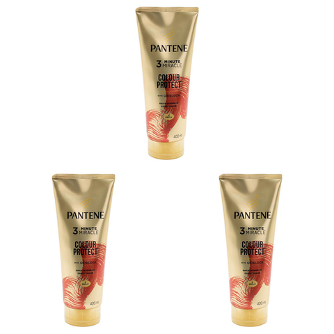 Pantene 3 Minute Miracle Colour Protect Conditioner 400ml 3 Pack with Oxiblock