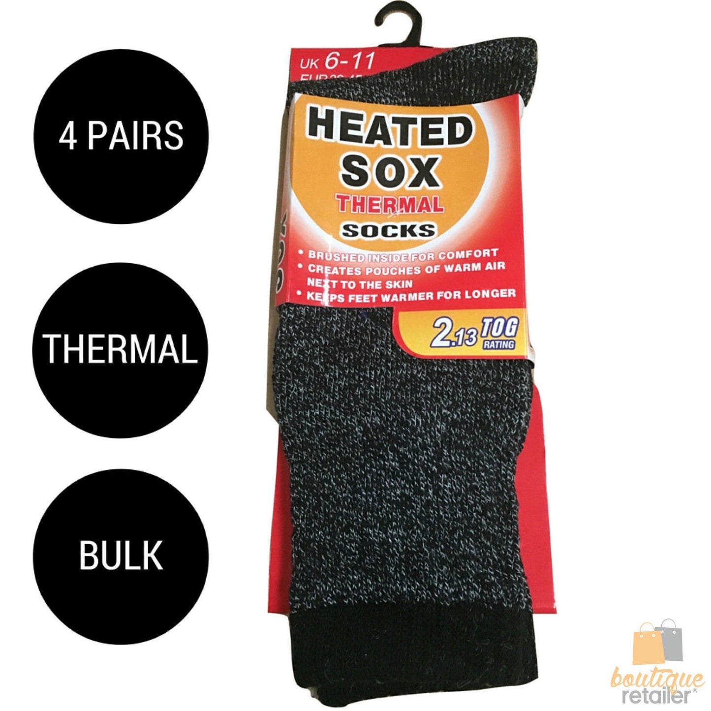 4 Pairs Men's Thermal Heated Socks - Warm Winter Comfort
