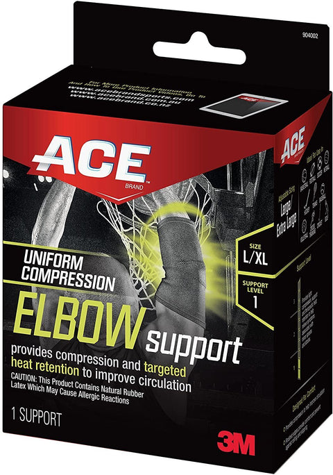 3M Ace Compression Elbow Support Sleeve Large X-Large Breathable Heat Retention Brace