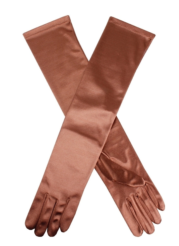 Dents Women's Long Above Elbow Satin Gloves - Bronze