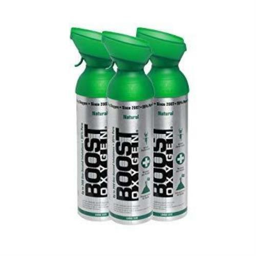 Boost Oxygen 3-Pack 10L Natural Supplemental Oxygen Canisters - 200 Breaths Each Large Size