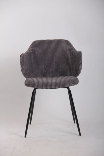 Set of 6 Modern Dining Chairs with Corduroy Fabric in Dark Grey