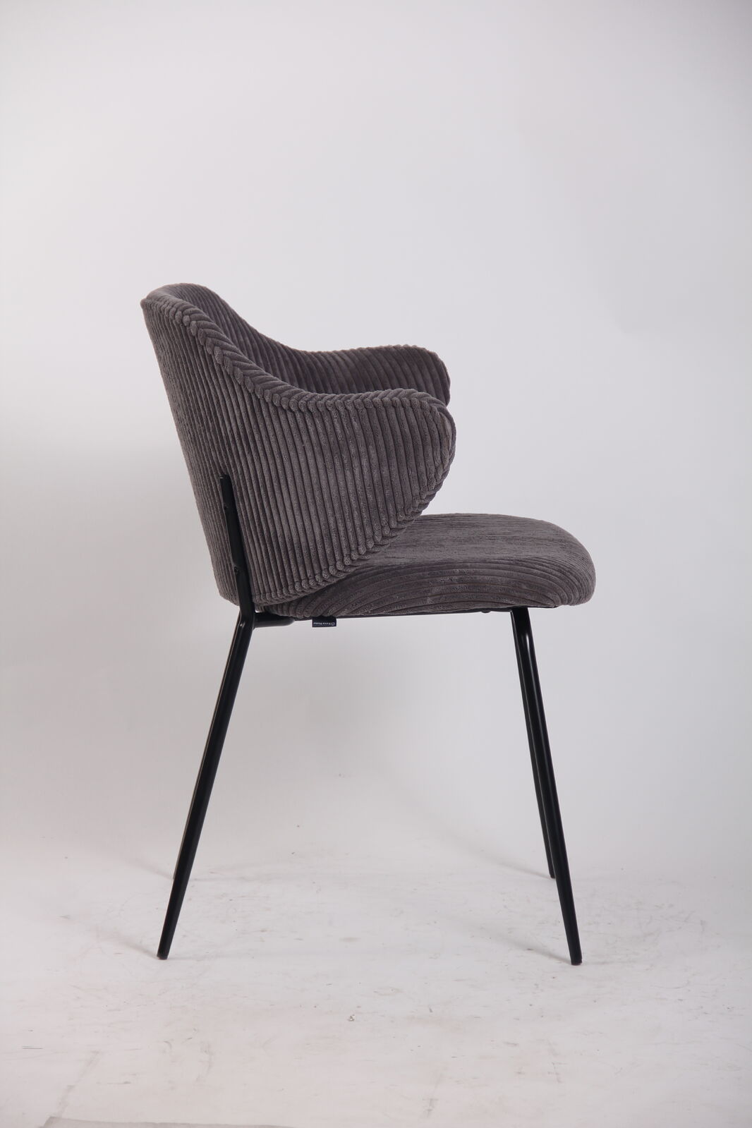 Set of 6 Modern Dining Chairs with Corduroy Fabric in Dark Grey