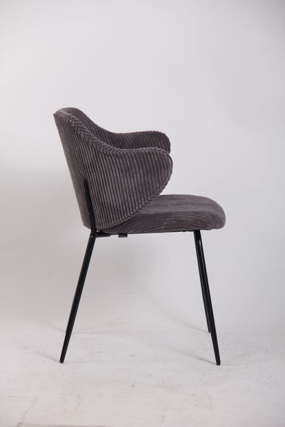 Set of 6 Modern Dining Chairs with Corduroy Fabric in Dark Grey