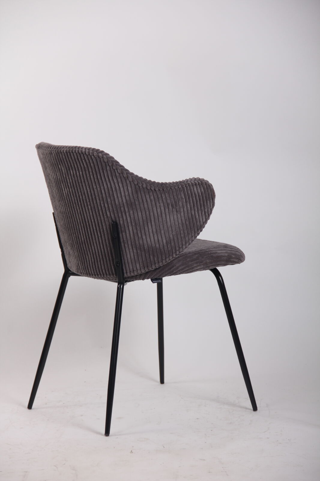 Set of 6 Modern Dining Chairs with Corduroy Fabric in Dark Grey