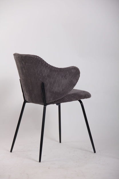Set of 6 Modern Dining Chairs with Corduroy Fabric in Dark Grey