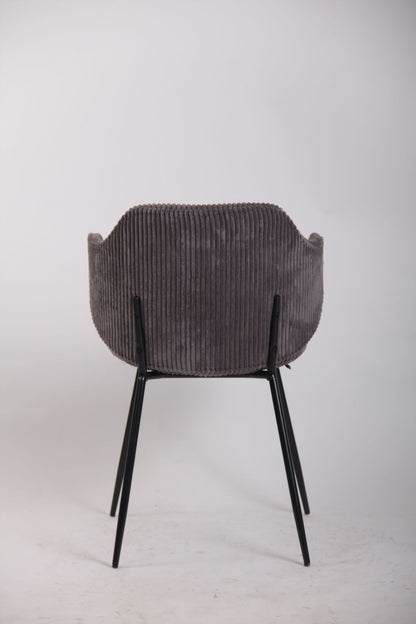 Set of 6 Modern Dining Chairs with Corduroy Fabric in Dark Grey