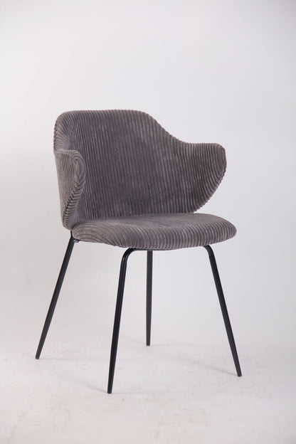 Set of 6 Modern Dining Chairs with Corduroy Fabric in Dark Grey