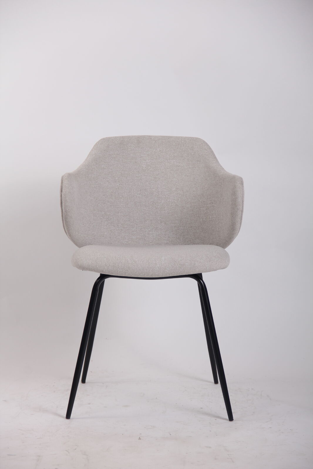 Premium Set of 6 Modern Dining Chairs in Ivory Beige with Metal Legs