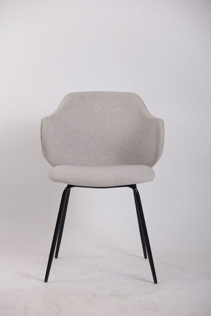 Premium Set of 6 Modern Dining Chairs in Ivory Beige with Metal Legs