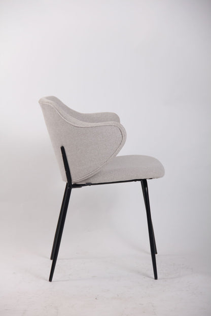 Premium Set of 6 Modern Dining Chairs in Ivory Beige with Metal Legs