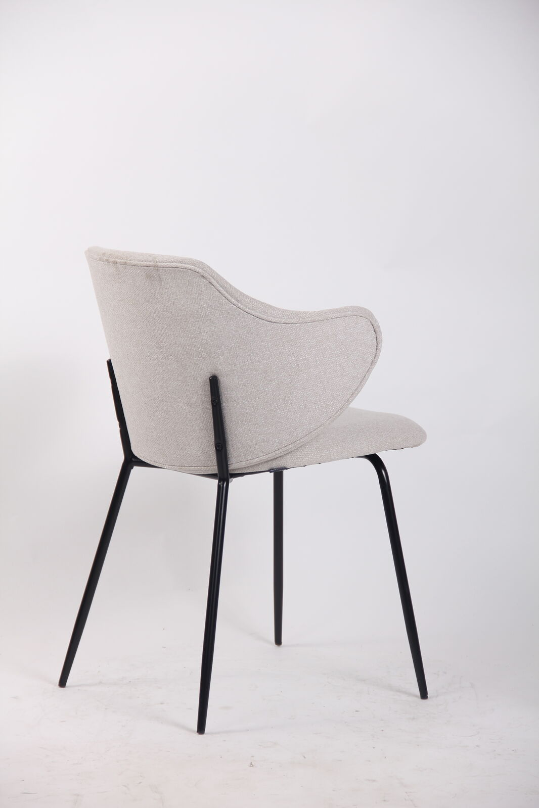 Premium Set of 6 Modern Dining Chairs in Ivory Beige with Metal Legs