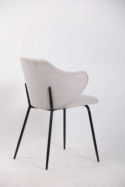 Premium Set of 6 Modern Dining Chairs in Ivory Beige with Metal Legs