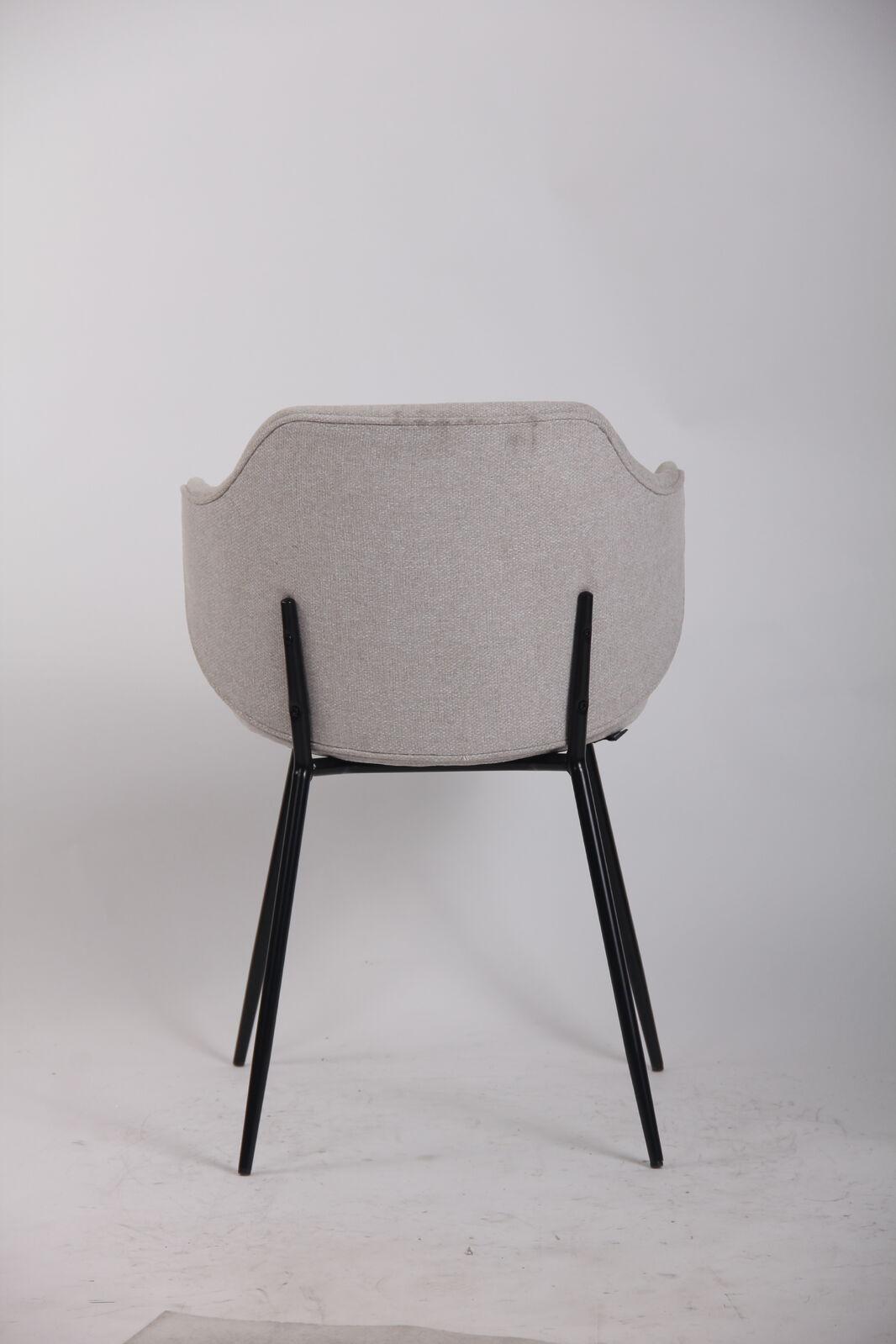 Premium Set of 6 Modern Dining Chairs in Ivory Beige with Metal Legs