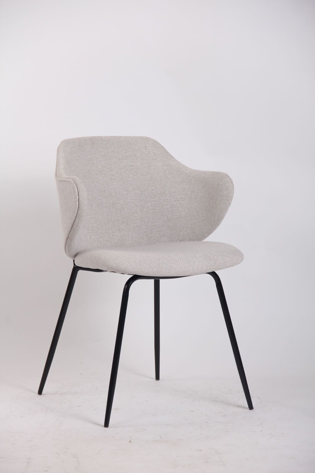 Premium Set of 6 Modern Dining Chairs in Ivory Beige with Metal Legs