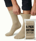 Premium 6 Pair Beige Cotton Rich Loose Top Diabetic Comfort Socks 11-14