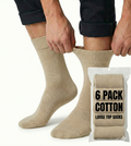 Premium 6 Pair Beige Cotton Rich Loose Top Diabetic Comfort Socks 2-8
