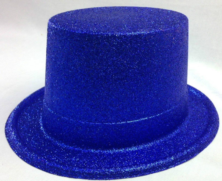 Premium Glitter Top Hats - Blue, 6 Pack