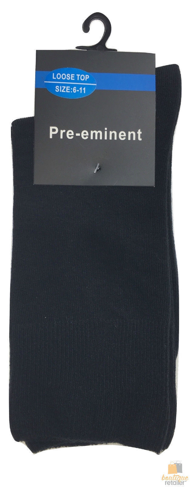 6x Pairs Loose Top Cotton Socks - Medical Circulation Diabetic Comfort - Black - Size 6-11