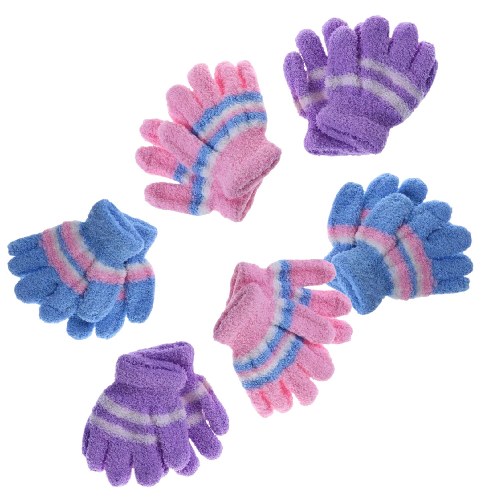 6 Pair Baby Gloves Warm Winter Full Finger Thermal Coral Fleece Kids Boys Girls - SuperSaverAU - view 2