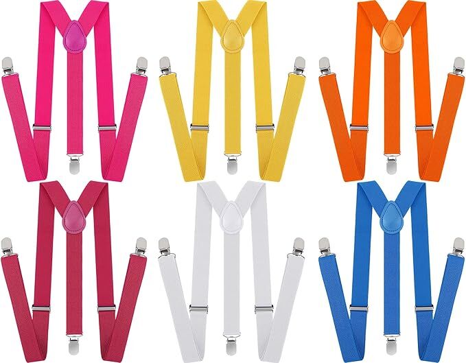 Premium 6 Pack Men's Assorted Colour Adjustable Y Back Suspenders