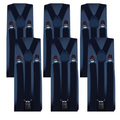 Premium 6 Pack Men's Black Adjustable Y Back Suspenders