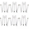 Premium 6 Pack Men's White Adjustable Y Back Suspenders