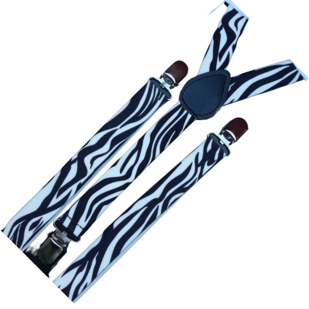 Premium 6 Pack Men's Zebra Adjustable Y Back Suspenders