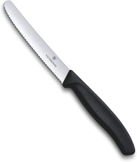 Victorinox Wavy Edge Steak and Tomato Knife - Black, Ergonomic Non-Slip Handle - SuperSaverAU - view 1