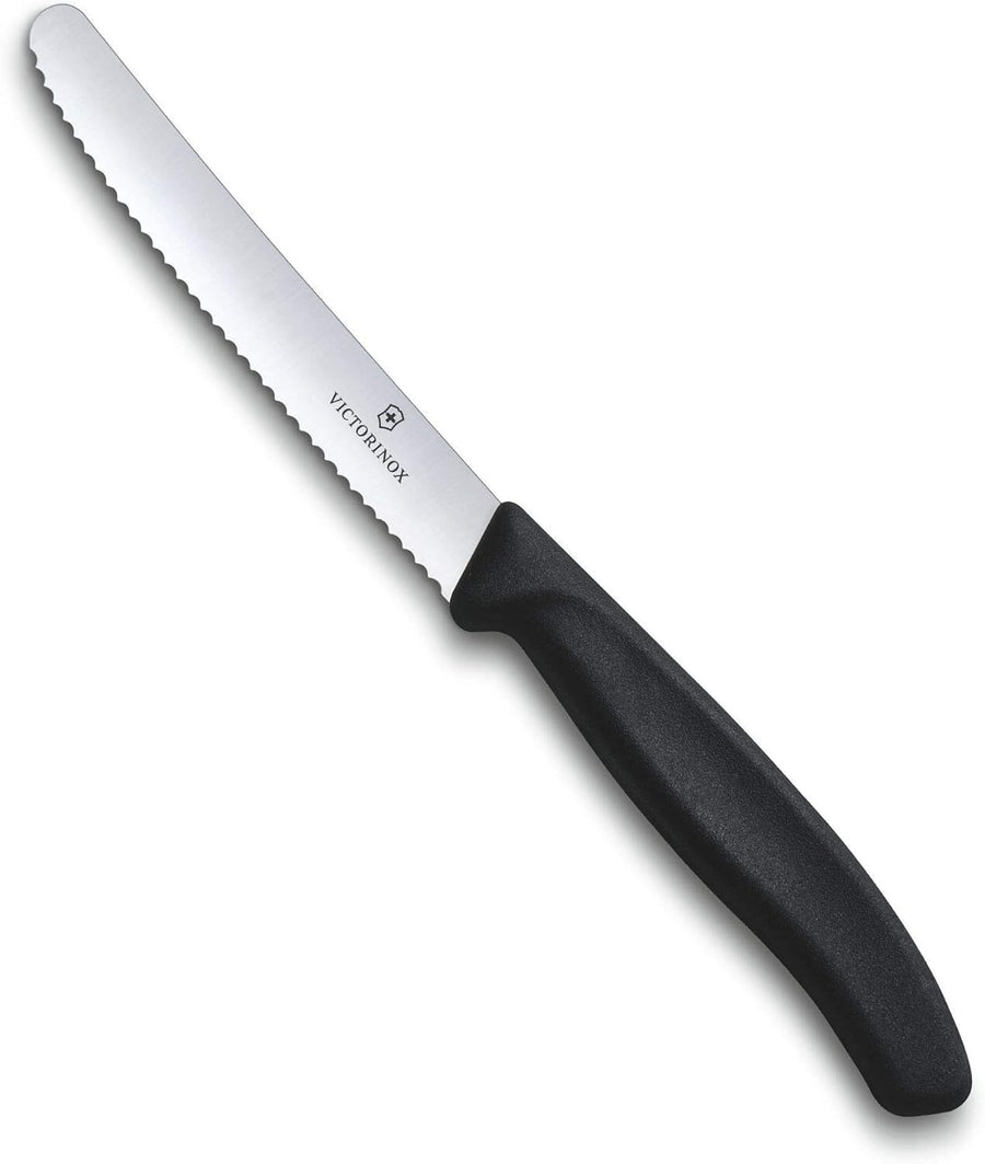 Victorinox Wavy Edge Steak and Tomato Knife - Black, Ergonomic Non-Slip Handle - SuperSaverAU - view 1