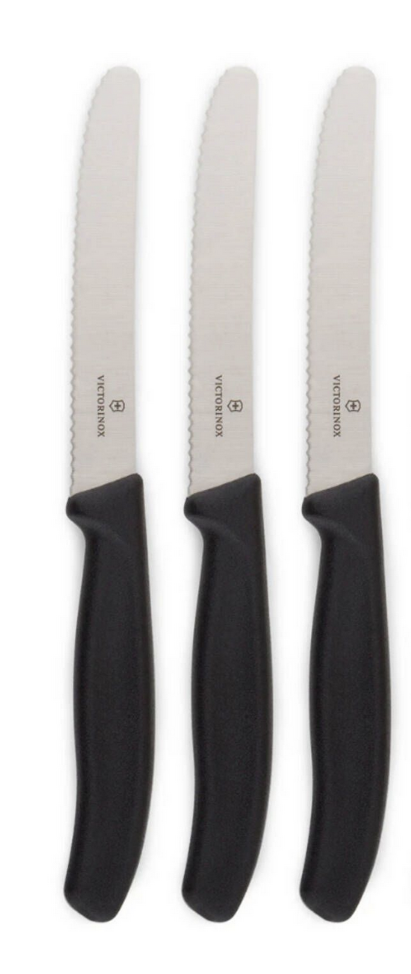 Victorinox Wavy Edge Steak & Tomato Knife Set - Black, 3 Pack