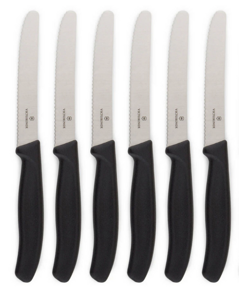 Victorinox Wavy Edge Steak & Tomato Knife Set - Black, 6 Pack