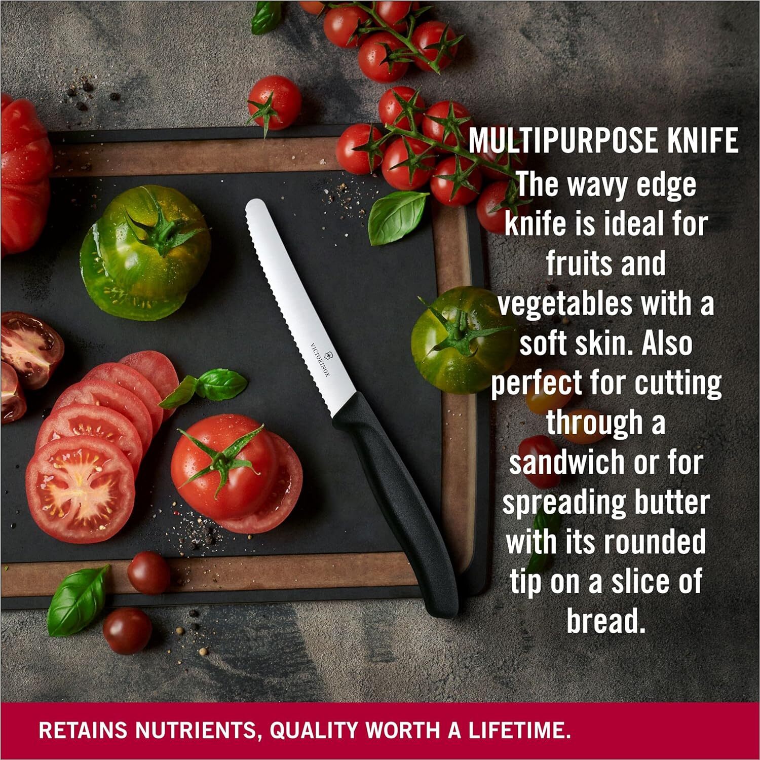 Victorinox Wavy Edge Steak & Tomato Knife Set - Black, 6 Pack