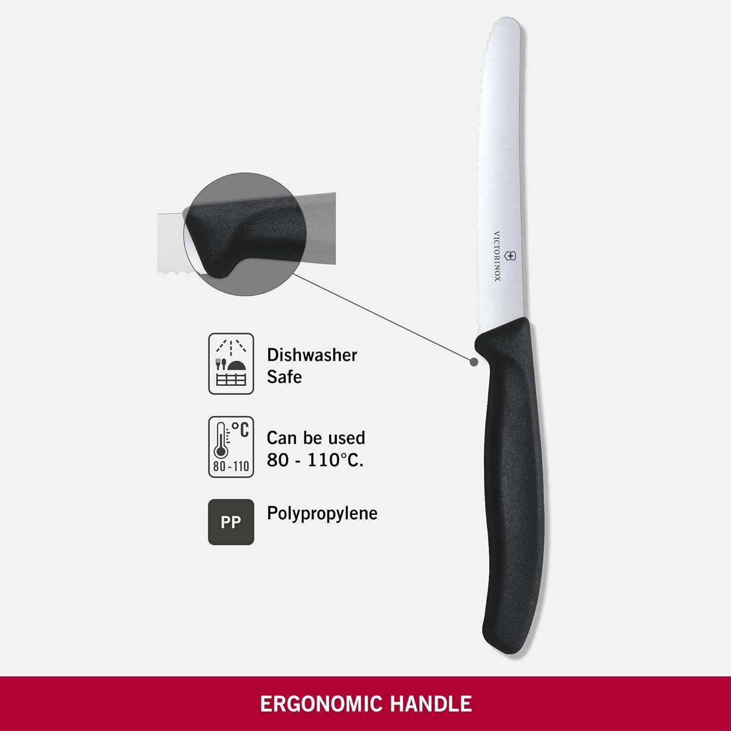 Victorinox Wavy Edge Steak & Tomato Knife Set - Black, 6 Pack
