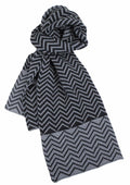 Dents Zig Zag Two-Tone Knit Winter Scarf - Black/Charcoal