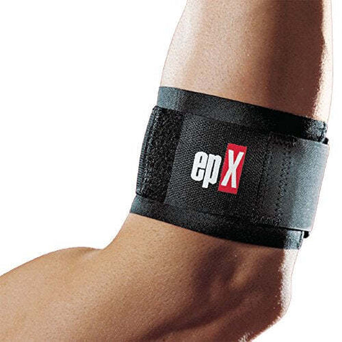epX Black Adjustable Tennis Elbow Support Brace One Size Compression Strap
