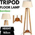 Natural Large Bamboo Tripod Floor Lamp 155cm with Beige Linen Shade - SuperSaverAU - view 1